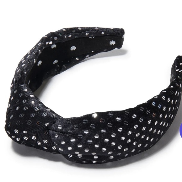 NWT Lele Sadoughi Dotted Velvet Knotted Headband Black - Picture 4 of 6